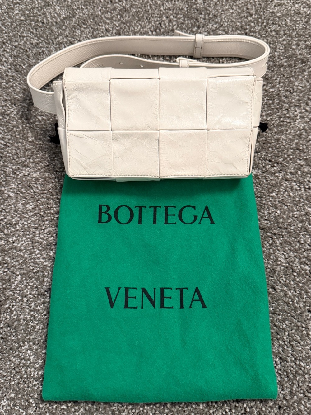 Bottega Veneta Cassette Cream Leather Crossbody Belt Bag